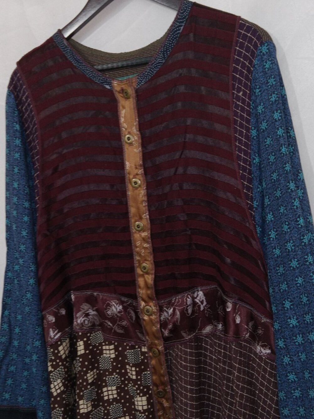 Nothing Matches USA Patchwork Boho Tunic Dress XL 2 Lagenlook Artsy Festival - Picture 3 of 14